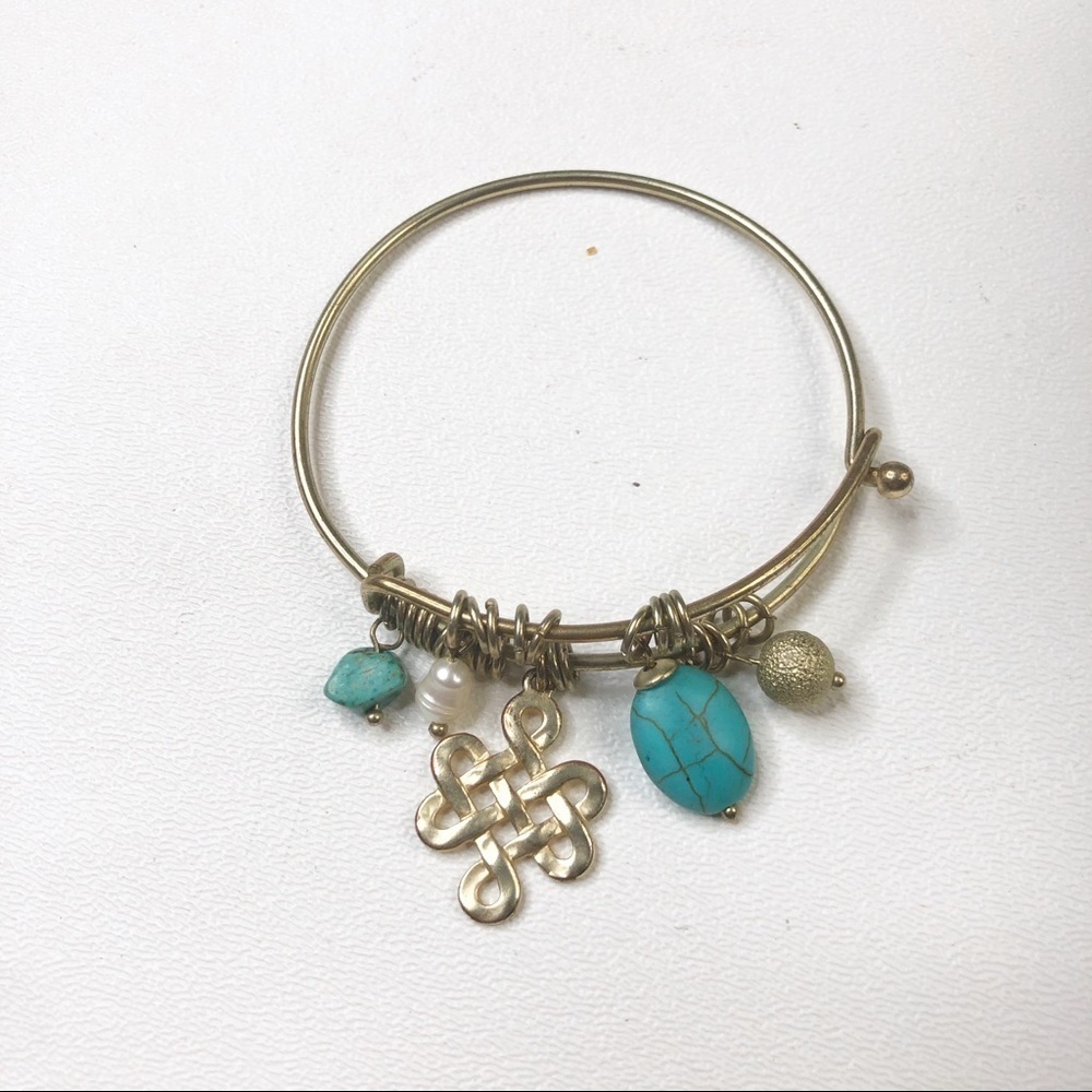 Fashion Boho Celtic Knot Charm Gold Tone Bracelet